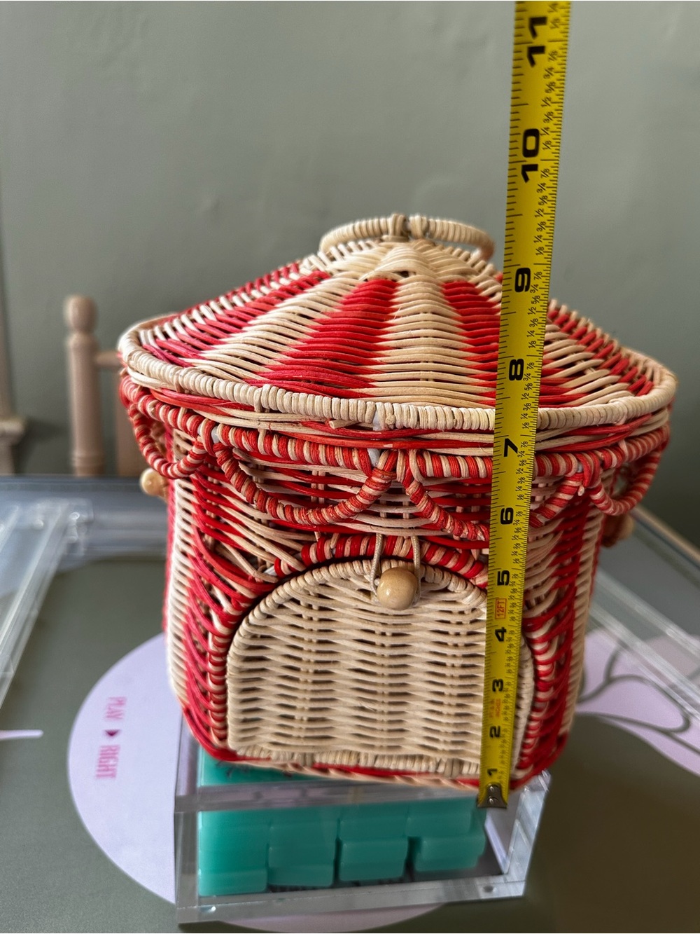 Handwoven Pink & Wicker Novelty Handbag - Picture 8 of 11
